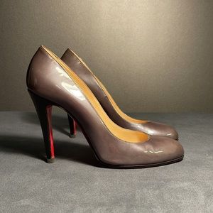 Christian Louboutin Patent Leather in Metallic Grey/Blue and Black